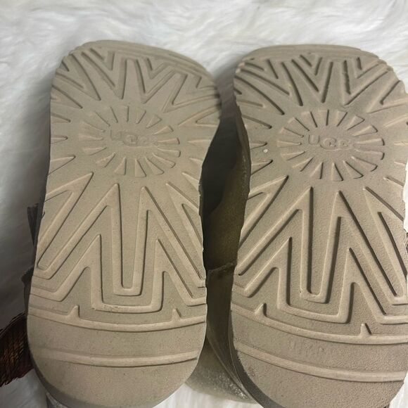 Ugg Mini Sequin Bow Bootie Gold Leather wool lining size10 - Picture 10 of 10